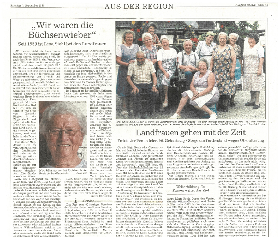 90 Jahre Landfrauen Verein Freistett 1928-2018